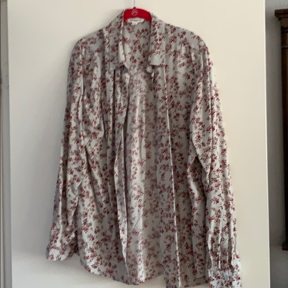 Button down work floral blouse